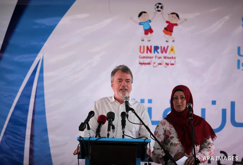 Director of UNRWA operations in Gaza Bo Shack, speaks during a summer camp organised by the United Nations on July 23, 2016 in Gaza City. Photo by Ashraf Amra