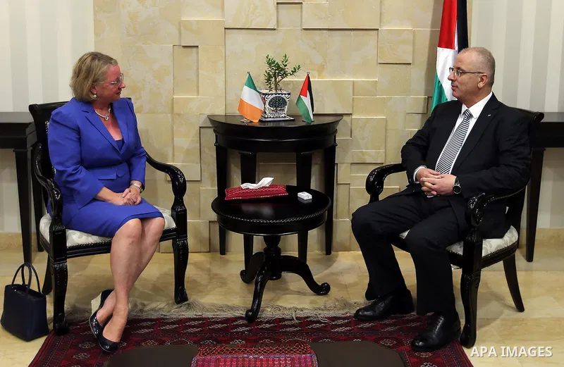 Palestinian Prime Minister Rami Hamdallah meets with represented of Ireland in Palestine Martina Feeney, in the West Bank city of Ramallah on,July 25, 2016. Photo by Prime Minister Office