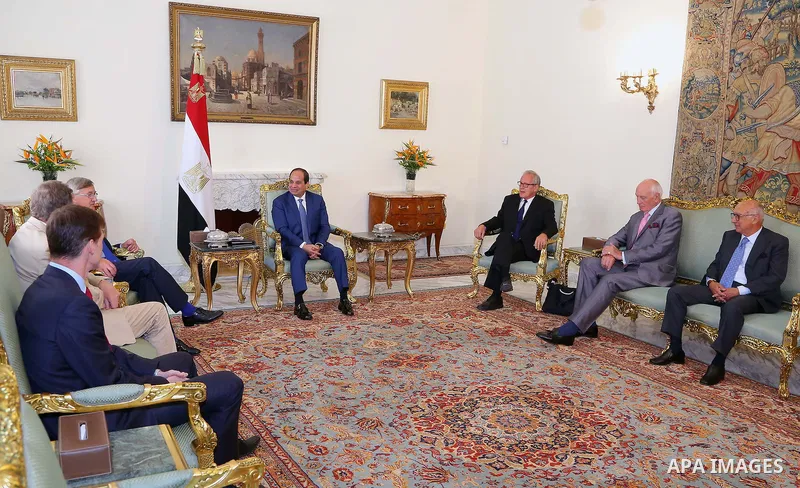Egyptian President Abdel Fattah al-Sisi meets with a delegation from the British Parliament in Cairo, Egypt, on July 26, 2016. Photo by Egyptian President Office