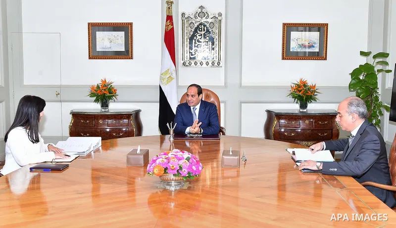 Egyptian President Abdel Fattah al-Sisi meets with Dalia Khurshid, Egyptian Minister of Investment, in Cairo, Egypt, on July 31, 2016. Photo by Egyptian President Office