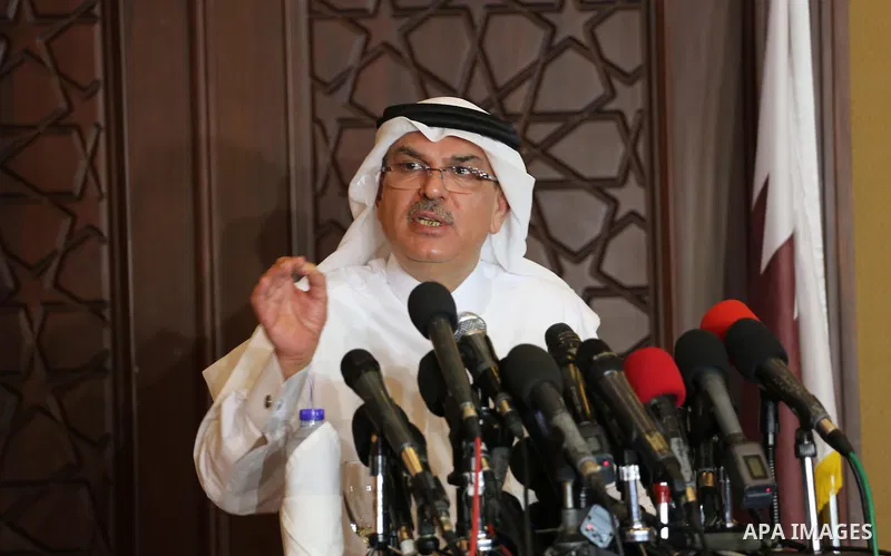 Qatar's Ambassador to the Palestinian Authority, Mohammed Al Emadi speaks during a press conference, in Gaza city, on Aug. 2, 2016. Photo by Mohammed Asad