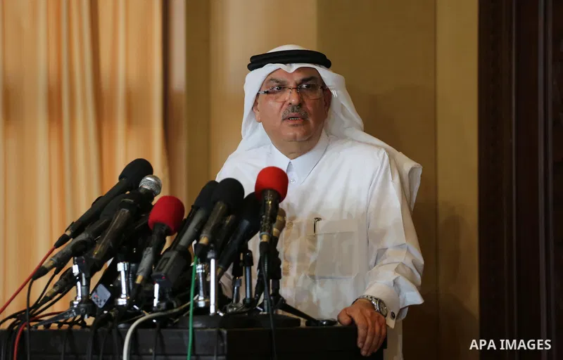 Qatar's Ambassador to the Palestinian Authority, Mohammed Al Emadi speaks during a press conference, in Gaza city, on Aug. 2, 2016. Photo by Mohammed Asad