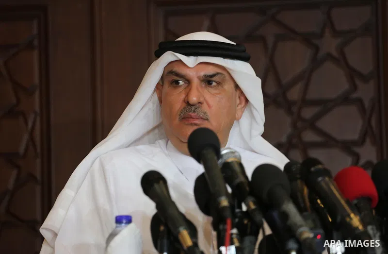 Qatar's Ambassador to the Palestinian Authority, Mohammed Al Emadi speaks during a press conference, in Gaza city, on Aug. 2, 2016. Photo by Mohammed Asad