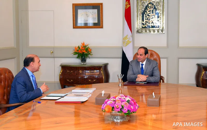 Egyptian President Abdel Fattah al-Sisi meets with a head of Suez Canal Authority Mohab Mamish in Cairo, Egypt, on Aug. 02, 2016. Photo by Egyptian President Office
