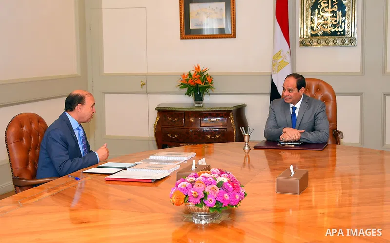 Egyptian President Abdel Fattah al-Sisi meets with a head of Suez Canal Authority Mohab Mamish in Cairo, Egypt, on Aug. 02, 2016. Photo by Egyptian President Office