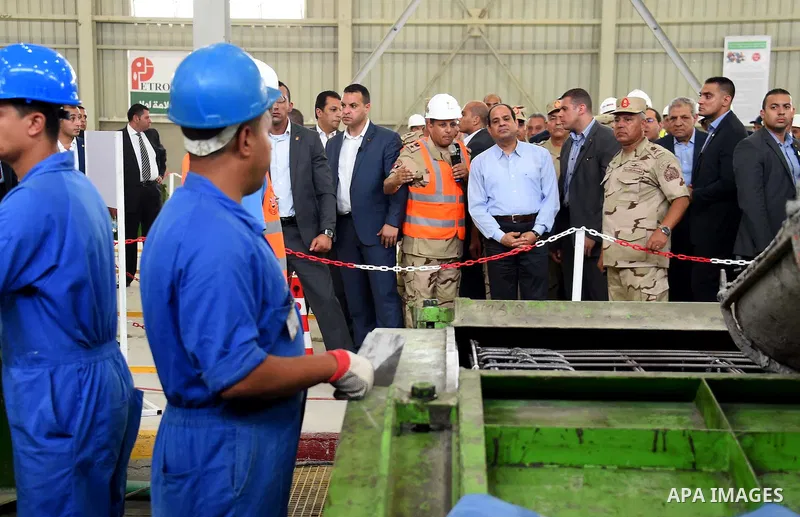 Egyptian President Abdel Fattah al-Sisi visits the Suez Canal project, Egypt, on Aug. 6, 2016. Photo by Egyptian President Office
