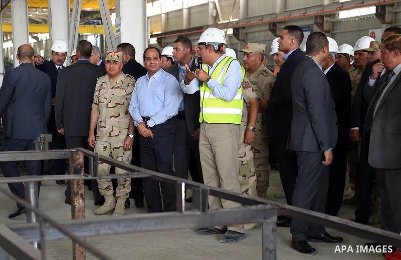 Egyptian President Abdel Fattah al-Sisi visits the Suez Canal project, Egypt, on Aug. 6, 2016. Photo by Egyptian President Office