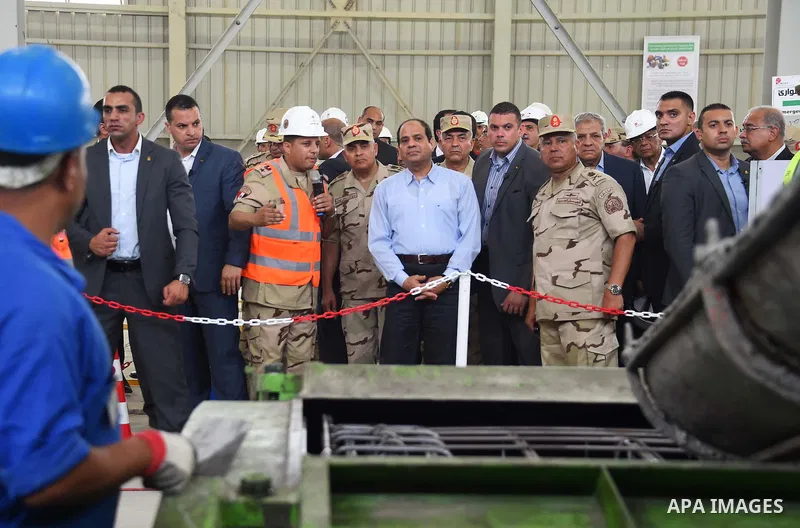 Egyptian President Abdel Fattah al-Sisi visits the Suez Canal project, Egypt, on Aug. 6, 2016. Photo by Egyptian President Office