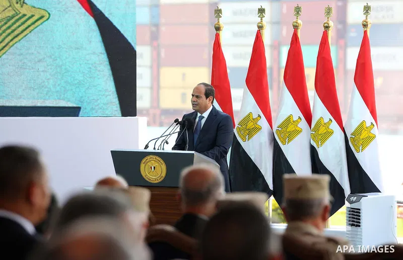 Egyptian President Abdel Fattah al-Sisi attends during the first anniversary of launching the New Suez Canal and the 60th anniversary of nationalizing the Suez Canal in Ismailia, Egypt August 6, 2016. Photo by Egyptian P...