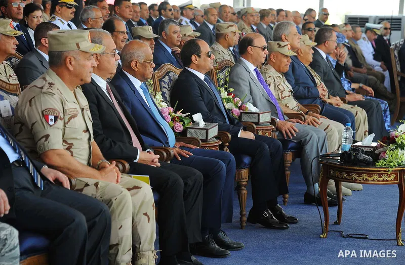 Egyptian President Abdel Fattah al-Sisi attends during the first anniversary of launching the New Suez Canal and the 60th anniversary of nationalizing the Suez Canal in Ismailia, Egypt August 6, 2016. Photo by Egyptian P...