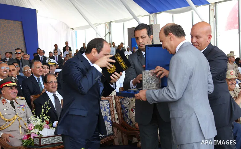 Egyptian President Abdel Fattah al-Sisi attends during the first anniversary of launching the New Suez Canal and the 60th anniversary of nationalizing the Suez Canal in Ismailia, Egypt August 6, 2016. Photo by Egyptian P...