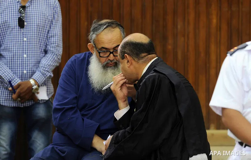 Egypt's Salafi leader and former presidential candidate Hazem Salah Abu Ismail attends his trial and 17 other defendants over charges of imposing Blockade on Nasr City Court in Cairo, on Aug. 7, 2016. Photo by Amr Sayed