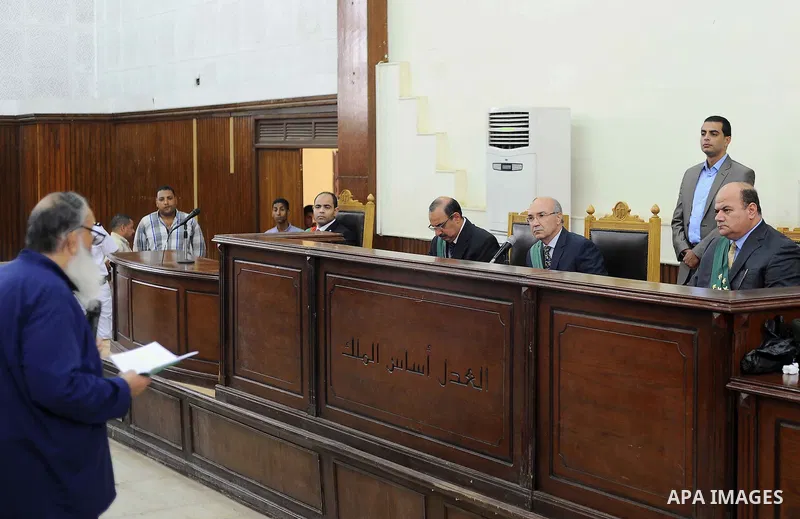 Egypt's Salafi leader and former presidential candidate Hazem Salah Abu Ismail attends his trial and 17 other defendants over charges of imposing Blockade on Nasr City Court in Cairo, on Aug. 7, 2016. Photo by Amr Sayed
