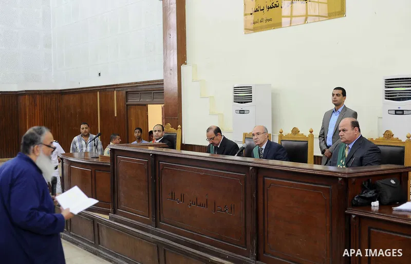 Egypt's Salafi leader and former presidential candidate Hazem Salah Abu Ismail attends his trial and 17 other defendants over charges of imposing Blockade on Nasr City Court in Cairo, on Aug. 7, 2016. Photo by Amr Sayed