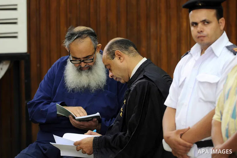 Egypt's Salafi leader and former presidential candidate Hazem Salah Abu Ismail attends his trial and 17 other defendants over charges of imposing Blockade on Nasr City Court in Cairo, on Aug. 7, 2016. Photo by Amr Sayed