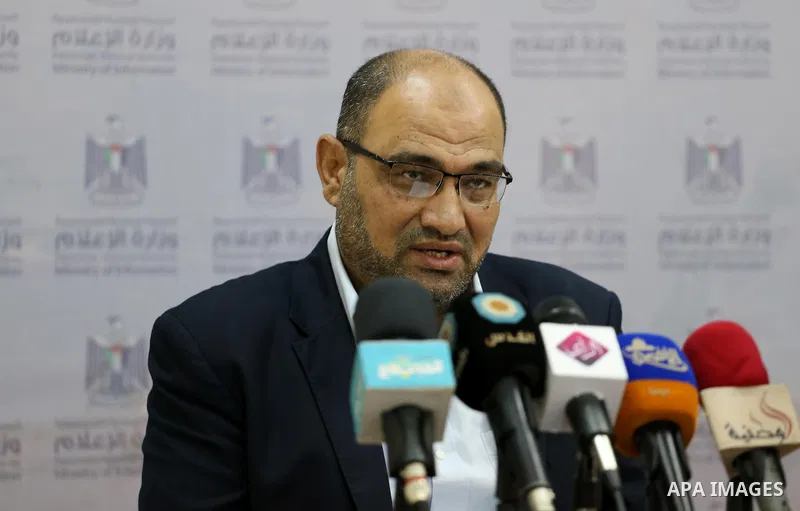 Palestinian Undersecretary of Minister of Awqaf and Religious Affairs, Hassan El-Safi, speaks during a Press conference, in Gaza city, on Aug. 8, 2016. Photo by Mohammed Asad