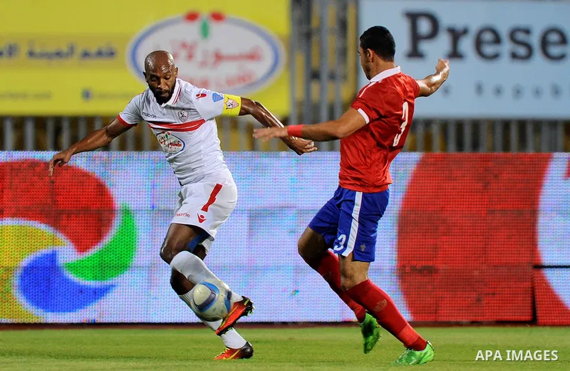 Al-Zamalek players and Al Ahli players compete during final match of Egypt Cup in Borg El-Arab Stadium near Alexandria, Egypt, Aug 8,2016. Photo by Stringer