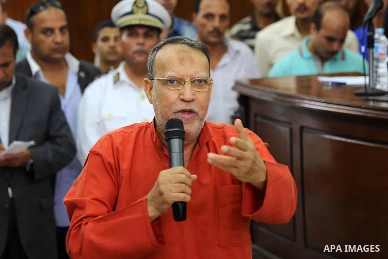 An Egyptian Muslim Brotherhood defendant speaks to judges during his trial in a case known in media as "Rabaa Operations Room", in Cairo, on Aug. 09, 2016. Photo by Amr Sayed