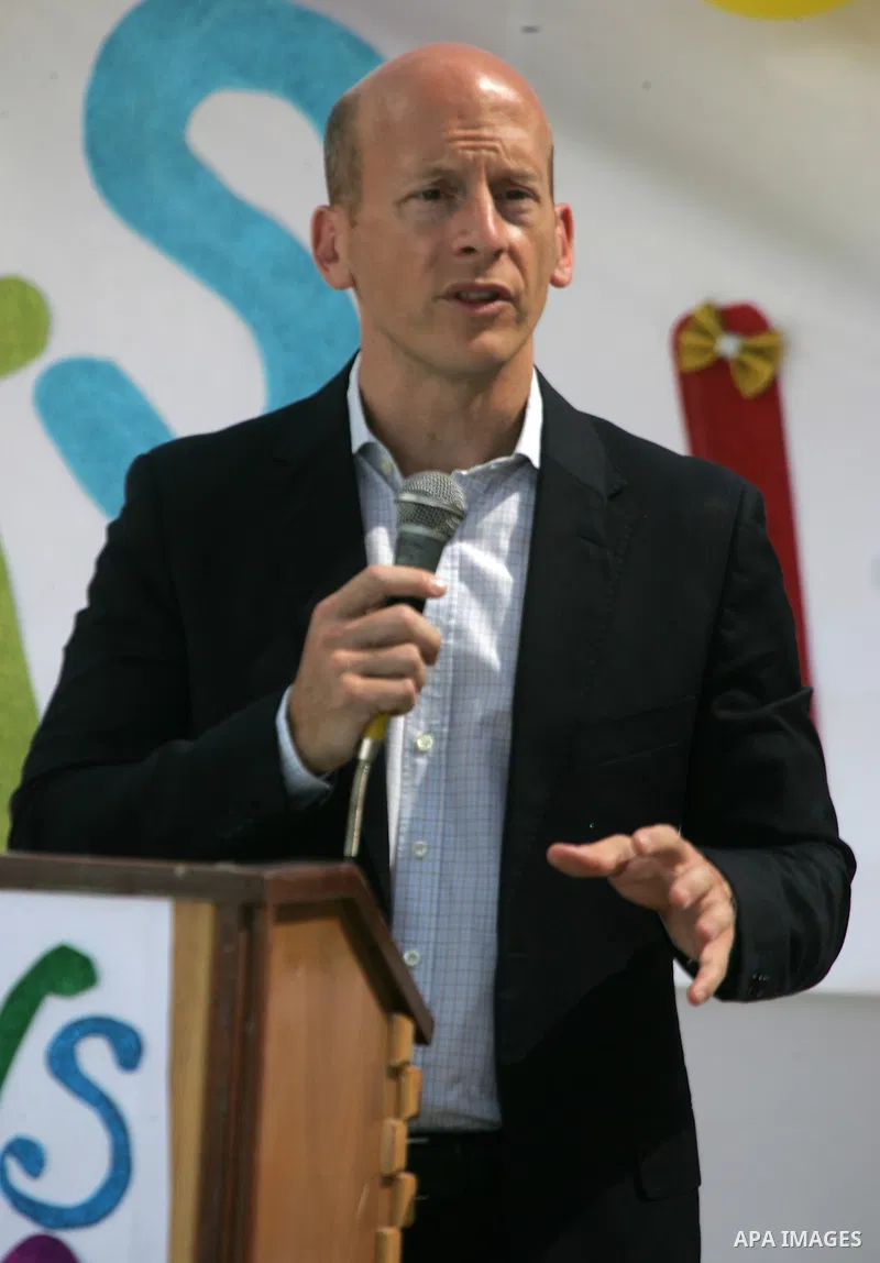 Deputy Director of UNRWA operations in the Gaza Strip, David de Bold attends the closing ceremony of 2016 summer fun week organised by the United Nations Relief and Works Agency (UNRWA), in Rafah in the southern Gaza str...