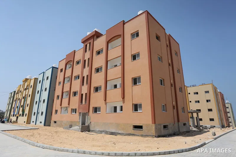 A picture taken on August 11, 2016. Shows the housing units in Beit Lahia in the northern Gaza Strip. Saudi Fund for Development handed over the 40 housing units for the Palestinians, whose house was destroyed by what wi...