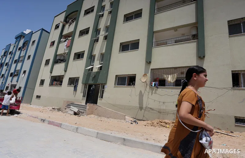 A picture taken on August 11, 2016. Shows the housing units in Beit Lahia in the northern Gaza Strip. Saudi Fund for Development handed over the 40 housing units for the Palestinians, whose house was destroyed by what wi...