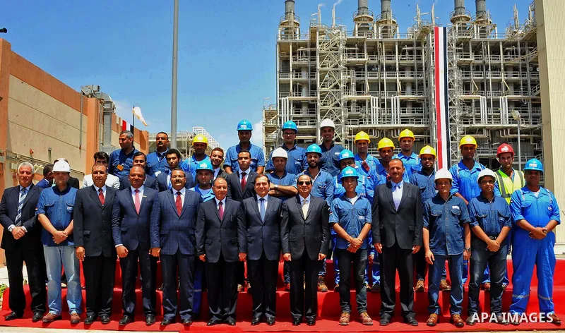Egyptian President Abdel Fattah al-Sisi atteds the opening of the petrochemical complex in Alexandria, Egypt, on August 13, 2016. Photo by Egyptian President Office
