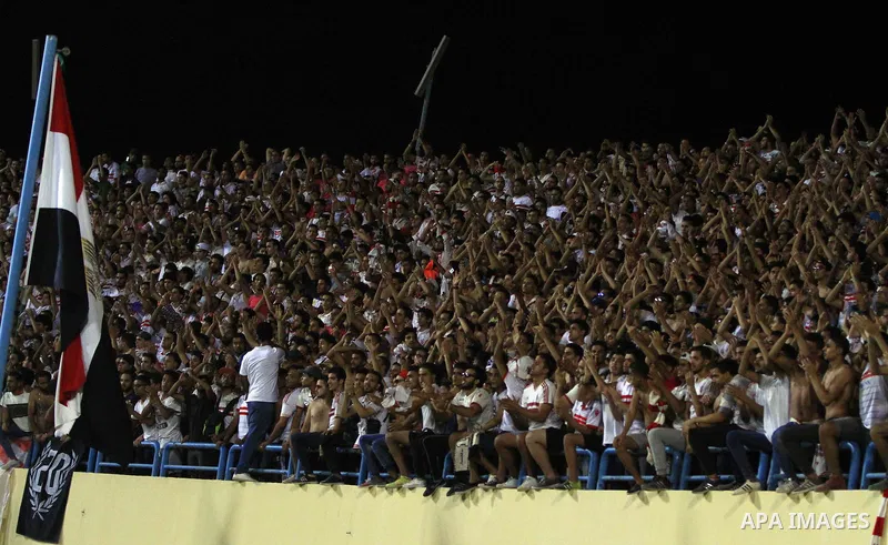 Egypts Zamalek fans cheer during the African Champions League football match between Egypts Zamalek and Nigerias Enyimba FC at Petro Sport stadium in Cairo on August 15, 2016. Photo by Stringer