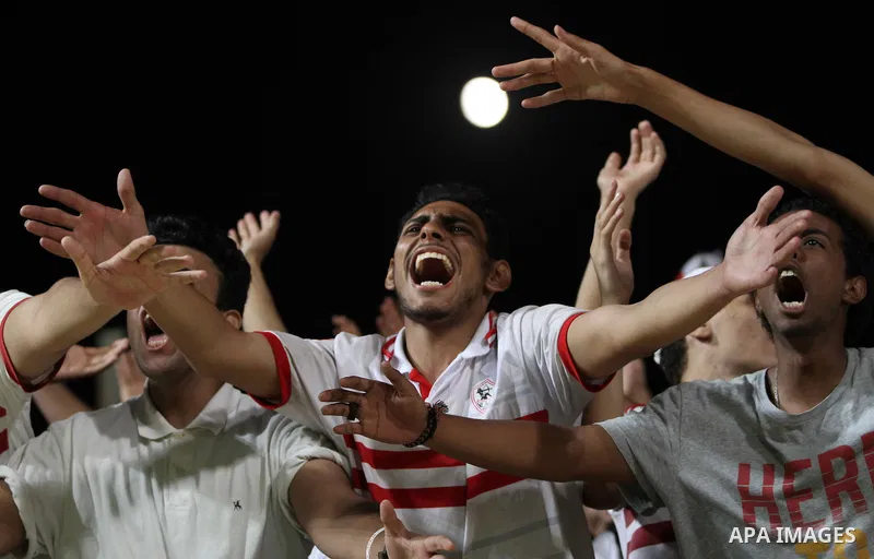 Egypts Zamalek fans cheer during the African Champions League football match between Egypts Zamalek and Nigerias Enyimba FC at Petro Sport stadium in Cairo on August 15, 2016. Photo by Stringer