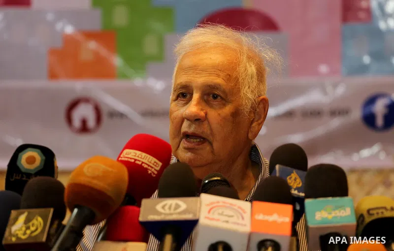 Palestinian Central Commission chief, Hanna Nasser speaks during a press conference in Gaza city, on Aug. 16, 2016. Photo by Mohammed Asad