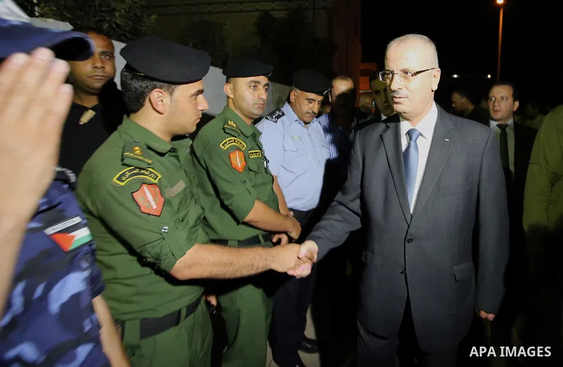 Palestininan Prime Minister, Rami Hamdallah, attends the funeral of the martyr Shibley Bani Shamsa and Mahmoud Altaraireh, in the West Bank, City of Nablus on August 20, 2016. Photo by Prime Minister Office