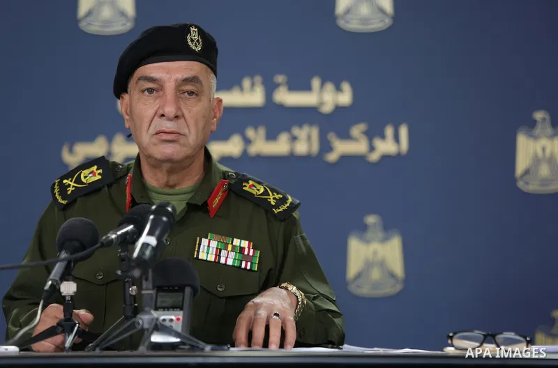 A spokesman for the security services, Major General, Adnan Al-damiri, speaks during a press conference, in the West bank city of Ramallah, on August 21, 2016. Photo by Shadi Hatem