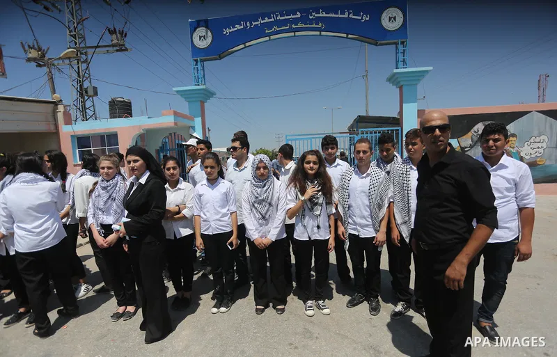 Palestinian band Sanawnaw, who were denied access to perform the festival at Bethlehem, take part in a protest against the denial in Beit Hanun, near the Erez crossing point with Israel, in the northern Gaza Strip on Aug...