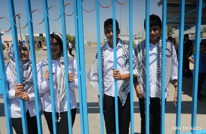 Palestinian band Sanawnaw, who were denied access to perform the festival at Bethlehem, take part in a protest against the denial in Beit Hanun, near the Erez crossing point with Israel, in the northern Gaza Strip on Aug...