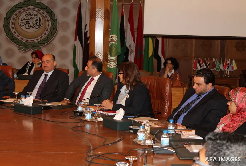 Representatives of the member states of the League of Arab States attend the meeting to mark the 47th anniversary of the burning of Al-Aqsa Mosque, at the Arab League headquarters, in Cairo, Egypt, on Aug. 21, 2016. Phot...