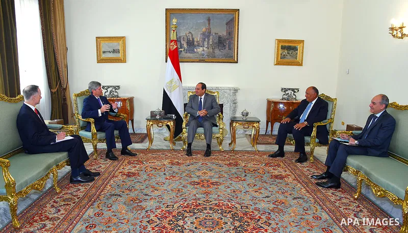 Egyptian President Abdel Fattah al-Sisi meets with US congressman and member of the Committee on Appropriation Jeff Fortenberry, in Cairo, Egypt, on Aug. 23, 2016. Photo by Egyptian President Office