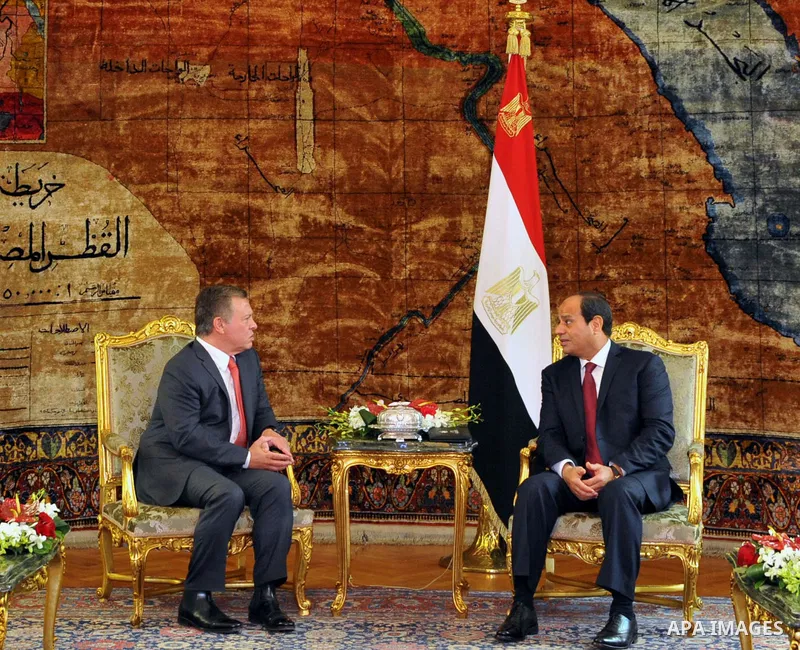 Egyptian President Abdel Fattah al-Sisi meets with Jordan's King Abdullah II in the capital Cairo on Aug. 24, 2016. Photo by Egyptian President Office