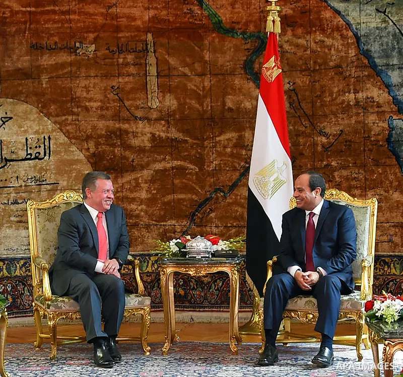 Egyptian President Abdel Fattah al-Sisi meets with Jordan's King Abdullah II in the capital Cairo on Aug. 24, 2016. Photo by Egyptian President Office