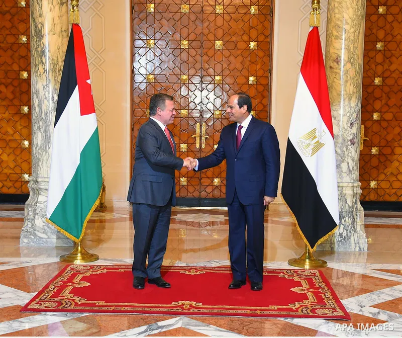 Egyptian President Abdel Fattah al-Sisi meets with Jordan's King Abdullah II in the capital Cairo on Aug. 24, 2016. Photo by Egyptian President Office