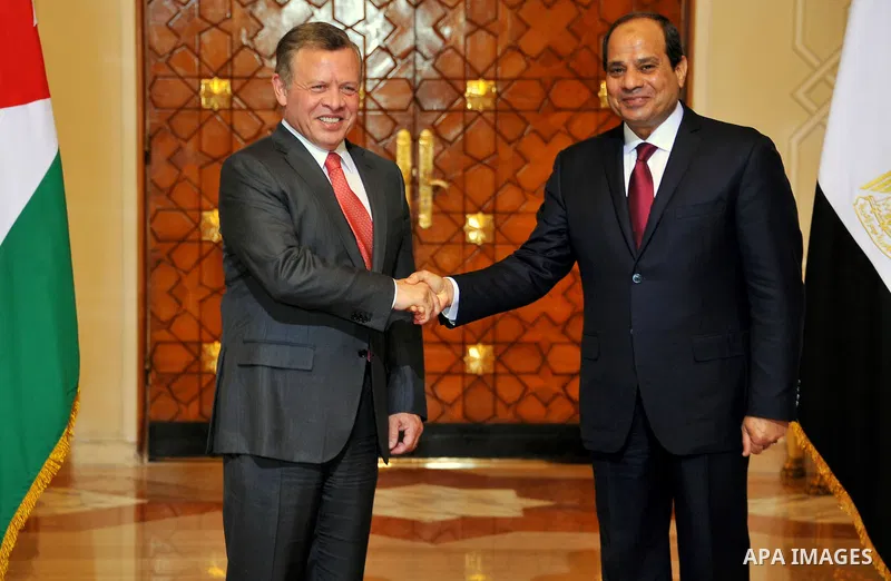 Egyptian President Abdel Fattah al-Sisi meets with Jordan's King Abdullah II in the capital Cairo on Aug. 24, 2016. Photo by Egyptian President Office