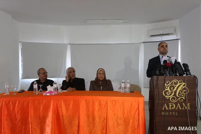 Leader of the Fatah movement, Fayez Abu Eita, speaks during a press conference on the Central Election Commission, in Gaza city, on August 25, 2016. Photo by Mohammed Asad