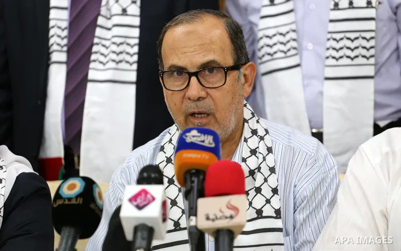 Palestinian members of Gaza Hashim, an electoral list for the upcoming Gaza municipality polls, hold a press conference in Gaza city, on Aug. 25, 2016. Photo by Mohammed Asad