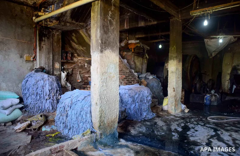 Hides of animals is sorted before drying them, at a leather tannery, in Cairo, Egypt, on August 28, 2016. Photo by Amr Sayed