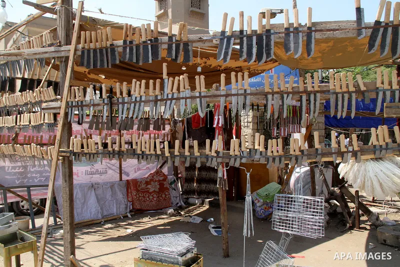 An Egyptian vendor displays grinded knives, ahead of Eid al-Adha ahead of Eid al-Adha in Cairo, Egypt on Aug. 29, 2016. Eid al-Adha (the Festival of Sacrifice) is celebrated throughout the Muslim world as a commemoration...