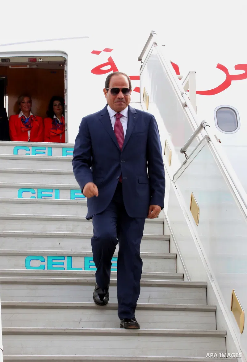 Egyptian President, Abdel Fattah El-Sisi arrives at Air Force station in New Delhi on September 1, 2016. Egyptian President, Abdel Fattah El-Sisi is on a three-day state visit. Photo by Egyptian President Office