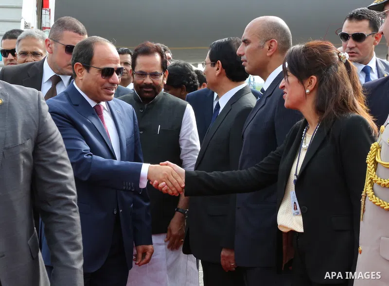 Egyptian President, Abdel Fattah El-Sisi arrives at Air Force station in New Delhi on September 1, 2016. Egyptian President, Abdel Fattah El-Sisi is on a three-day state visit. Photo by Egyptian President Office