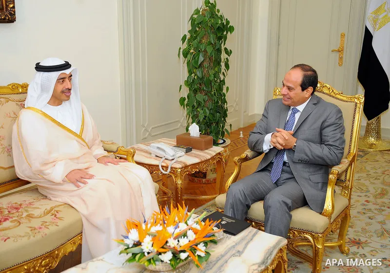 Egyptian President Abdel Fattah al-Sisi meets with Abdullah Bin Zayed Al Nahyan, Foreign Minister of United Arab Emirates, in Cairo, Egypt, on Sep. 08, 2016. Photo by Egyptian President Office