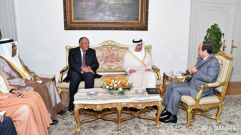Egyptian President Abdel Fattah al-Sisi meets with Abdullah Bin Zayed Al Nahyan, Foreign Minister of United Arab Emirates, in Cairo, Egypt, on Sep. 08, 2016. Photo by Egyptian President Office
