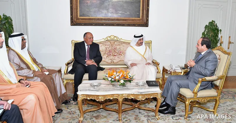 Egyptian President Abdel Fattah al-Sisi meets with Abdullah Bin Zayed Al Nahyan, Foreign Minister of United Arab Emirates, in Cairo, Egypt, on Sep. 08, 2016. Photo by Egyptian President Office