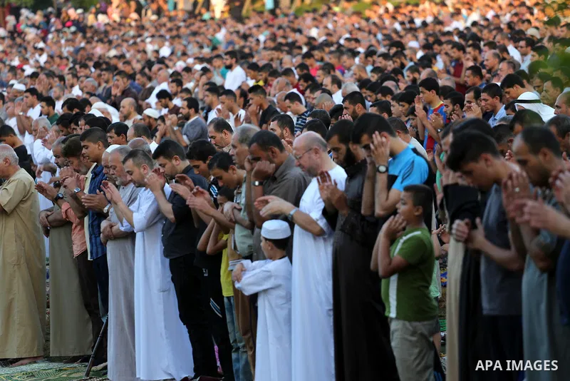 Palestinians attend the prayers of Eid al-Adha or the feast of sacrifice, in Gaza city on Sep. 12, 2016. Muslims around the world are celebrating Eid al-Adha, the Festival of Sacrifice, to mark the end of the hajj pilgri...