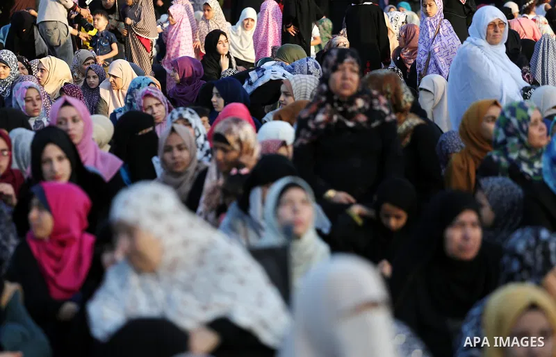 Palestinians attend the prayers of Eid al-Adha or the feast of sacrifice, in Gaza city on Sep. 12, 2016. Muslims around the world are celebrating Eid al-Adha, the Festival of Sacrifice, to mark the end of the hajj pilgri...
